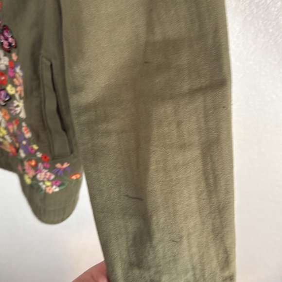 RedHerring Army Green Floral Butterfly Embroidered Utility Jacket Size 8 - Picture 6 of 12
